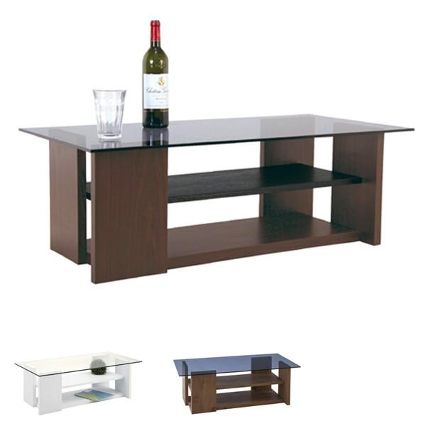 ローテーブル センターテーブル ガラス天板 棚付 幅100cm （ リビング