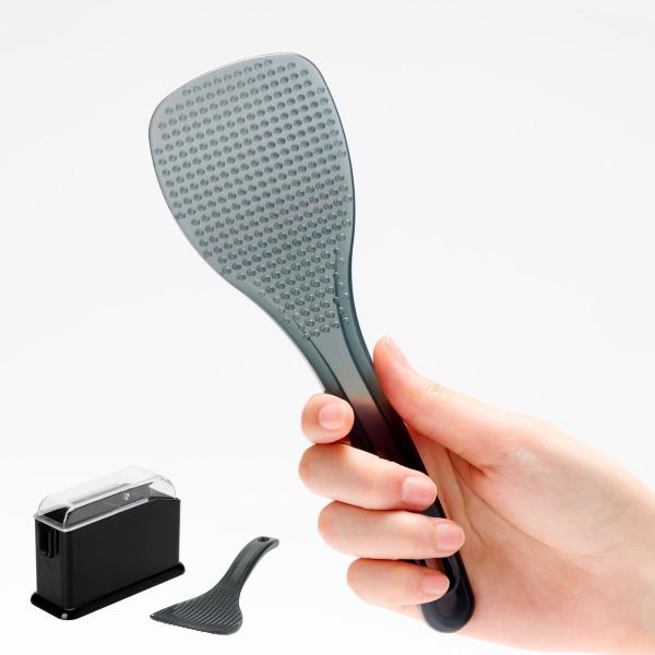 しゃもじケース しゃもじホルダー ごはんがつきにくい 快適しゃもじ 日本製 （ しゃもじ入れ シャモジ 杓文字 セット 黒 食洗機対応 ）