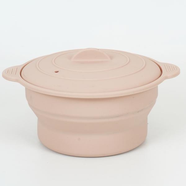 シリコンスチーマー 丸型 キッチンアシスト 食洗機対応 折り畳み 蓋付き （ 蒸し器 シリコン製 レンジ調理器 コンパクト収納 シリコーン ）