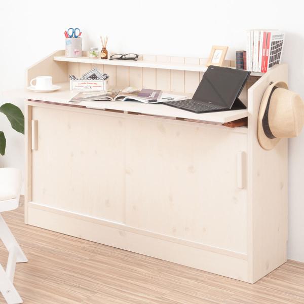 カウンター下収納 デスクタイプ ワイドキャビネット 引き戸 完成品 幅118 5cm リビング収納 パソコンデスク no0065 インテリアパレットヤフー店 通販 Yahoo ショッピング