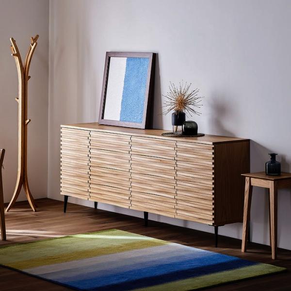 サイドボード 210 脚 キャビネット オーク 無垢材 幅200以上 引き出し