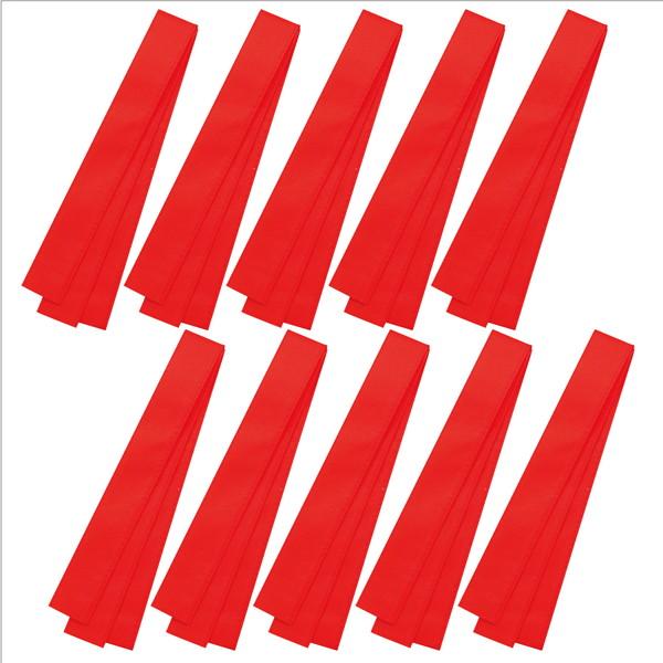 縫製済の不織布タイプ！10本入りお得セット※実際の商品は、写真の色と若干異なる場合がございます。予めご了承ください。商品サイズ（単位mm)：幅約40mm×1.4mセット内容：カラー不織布ハチマキ 赤×10重量（ｇ）：124材質：ポリエチレン...