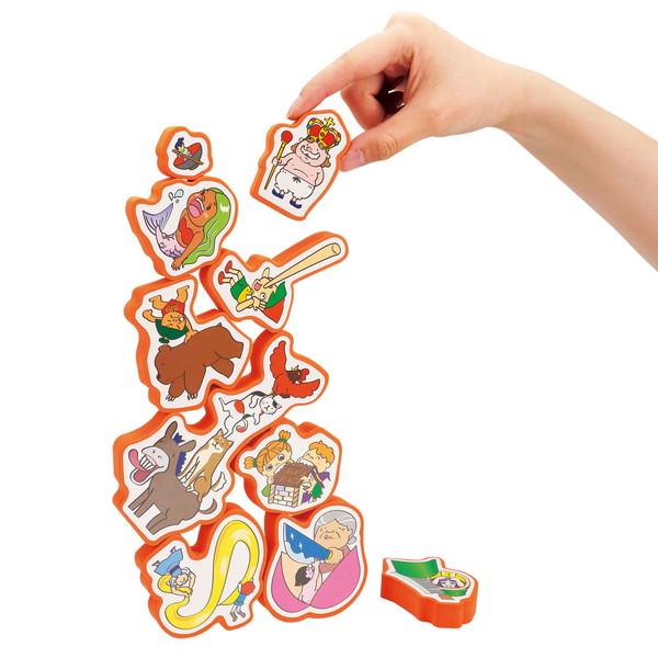 積んで遊んで、誰のおはなし？昔話のバランスゲーム！桃太郎や人魚姫など、昔話に登場するキャラクターたちを積み上げて遊ぶバランスゲームです。登場人物を当てっこしながら積み上げることで、昔話への興味が深まり、集中力や手指の器用さ、想像力のトレーニ...