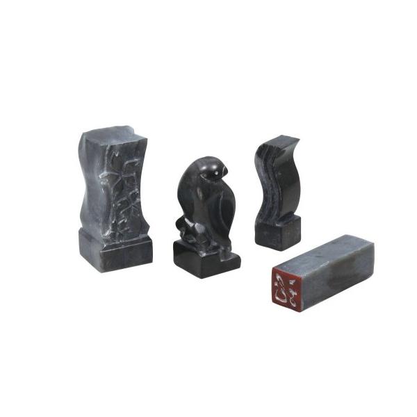 商品サイズ：30×30×70mmセット内容：黒蝋石×1、てん刻字体説明書×1、レザー調小袋×1、耐水ペーパー・トレーシングペーパー・カーボン紙×各1、つやだし用トレーシングペーパー×1