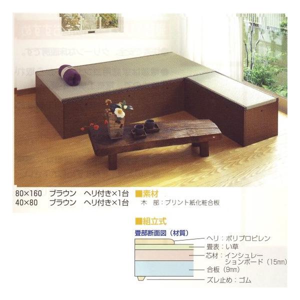 KLASS 高床式ユニット畳 「望」 80×80cm ヘリなし ブラウン/ライト
