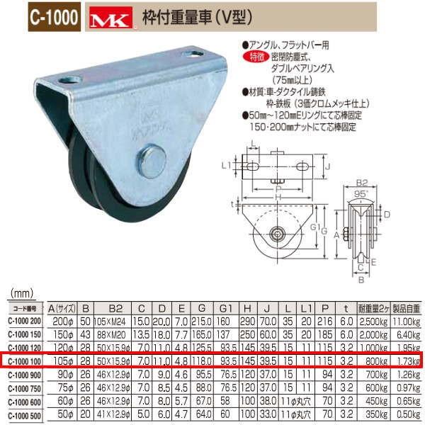 丸喜金属 MK 枠付重量車 V型 C-1000 100 : イーヅカ - 通販 丸喜金属 MK 枠付重量車 V型 C-1000 100 : イーヅカ - 通販