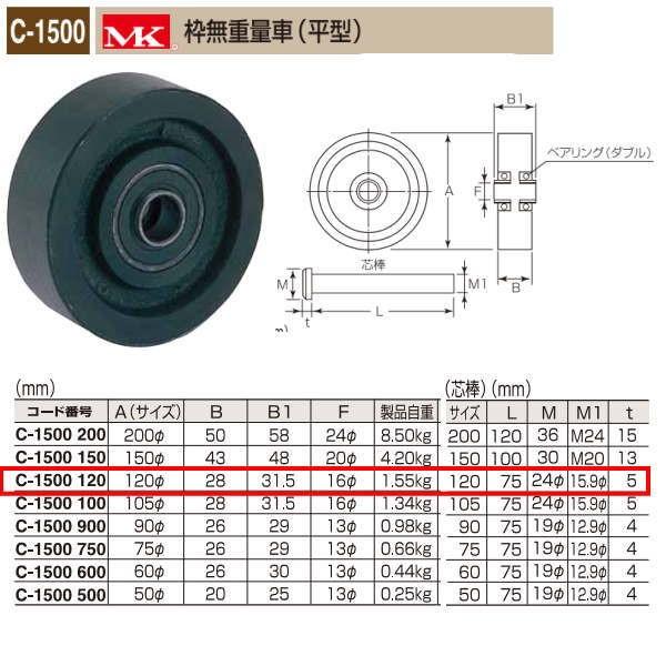丸喜金属 MK 枠無重量車 平型 C-1500 120 : イーヅカ - 通販 丸喜金属 MK 枠無重量車 平型 C-1500 120 : イーヅカ - 通販