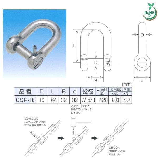 ステンレス金具 ピン止め沈みシャックル 水本機械製作所 MM CSP