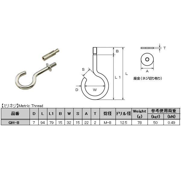 水本機械 吊りフック ミリネジ ステンレス Qh 8 コードno 1623 Mm Qh8 イーヅカ 通販 Yahoo ショッピング