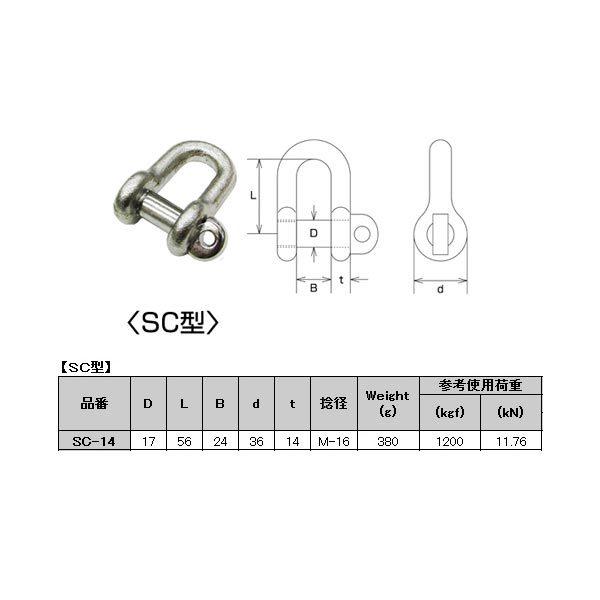 水本機械 JIS型シャックル SC型 SUS316 ステンレス SC-14 316 コードNO
