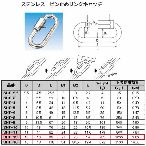 ���{�@�B �s���~�߃����O�L���b�` �X�e�����X SUS304 SHT-13