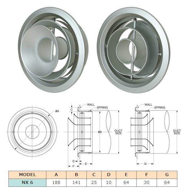 西邦工業 アルミニウム製リバーシブルターボノズル 空調用吹出口 NX