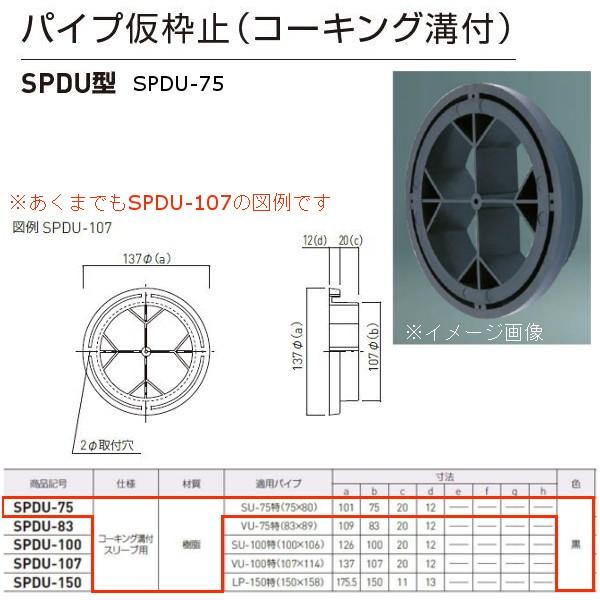 神栄ホームクリエイト パイプ仮枠止（コーキング溝付） SPDU型 プラスチック製 黒 SPDU-75 1個