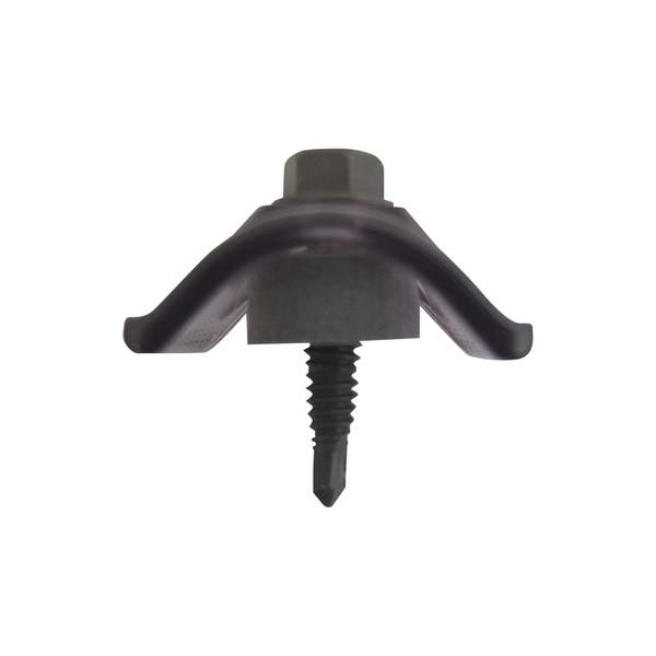 ポリカ波板施工に最適な波板専用ビスです。鉄下地用。逆ねじストッパー付。安心・安全・高品質の日本製。サイズ(mm)：5×25。【材質(仕上)】本体：鉄(ラスパートブラウン)、座金：ポリカーボネイト(ブロンズ)、パッキン：鉄板小波用EPDM(グ...