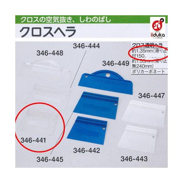 クロス透明ヘラ 150mm滑り止め付 約1..35mm厚 1つ 346-441 : イーヅカ