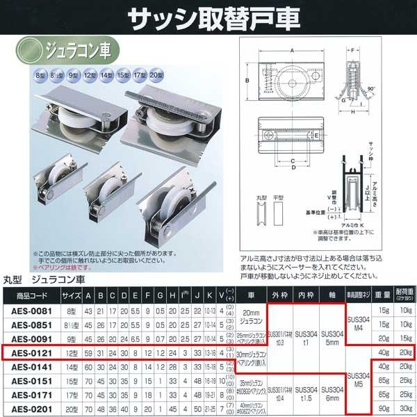 ヨコヅナ サッシ取替戸車 ジュラコン車 12型 丸 AES-0121 ヨコヅナ サッシ取替戸車 ジュラコン車 12型 丸 AES-0121