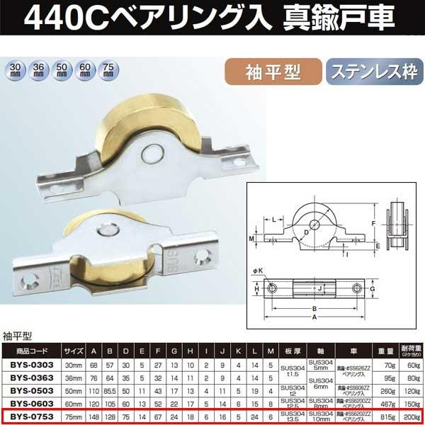 ベアリング入 真鍮戸車 ヨコヅナ BTS-0303 袖平型 30mm ステンレス枠 1