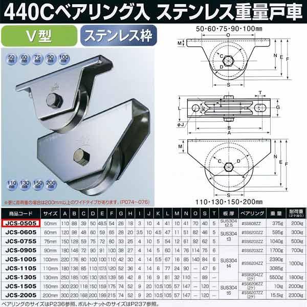 ヨコヅナ 440Cベアリング入 ステンレス重量戸車 V型 JCS-0505 1個 : yd