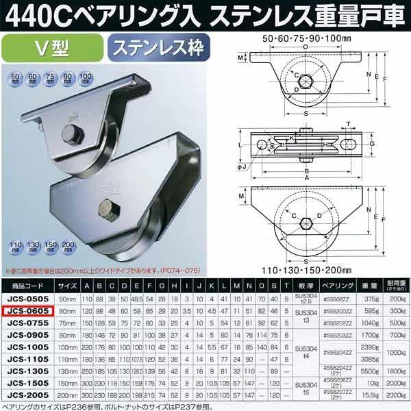ヨコヅナ 440Cベアリング入 ステンレス重量戸車 V型 JCS-0605 1 ヨコヅナ 440Cベアリング入 ステンレス重量戸車 V型 JCS-0605 1