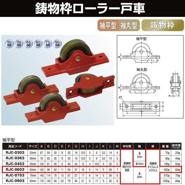 ユ*ド様 【正規品】ヘラス・ベローナ　96-97 ヨコヅナ 鋳物枠ローラー戸車 60 袖平 RJC-0603 : イーヅカ - 通販
