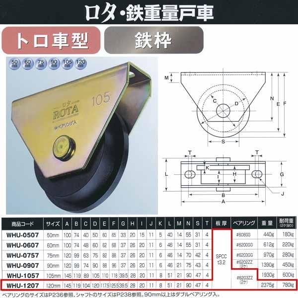 ヨコヅナ ロタ・鉄 重量戸車 鉄枠 トロ車型 WHU-1207 120mm 1個 ヨコヅナ ロタ・鉄 重量戸車 鉄枠 トロ車型 WHU-1207 120mm 1個