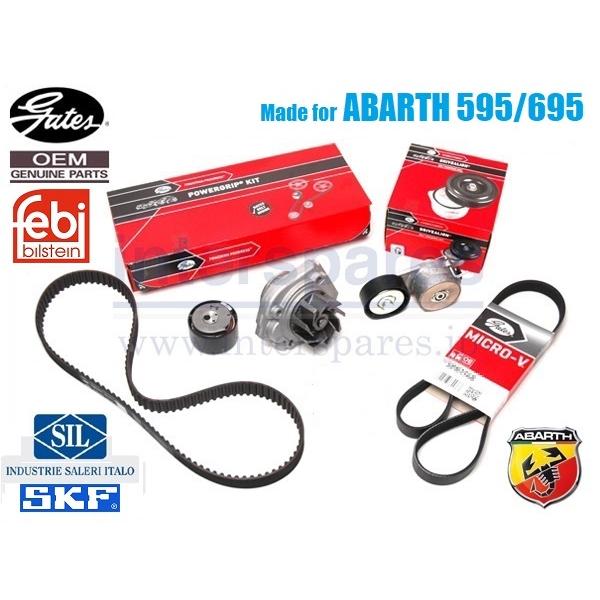アバルト 595 1.4 (型式312141/312141T) 595C 1.4 (型式312142/31214T)用のOEM タイミングベルトキット に対策ウォーターポンプとファンベルトキット（ファンベルト+テンショナー）を付属させたフル...