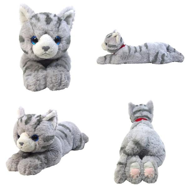 ひざねこ Mサイズ グレー 猫 ぬいぐるみ （アメリカンショートヘア 