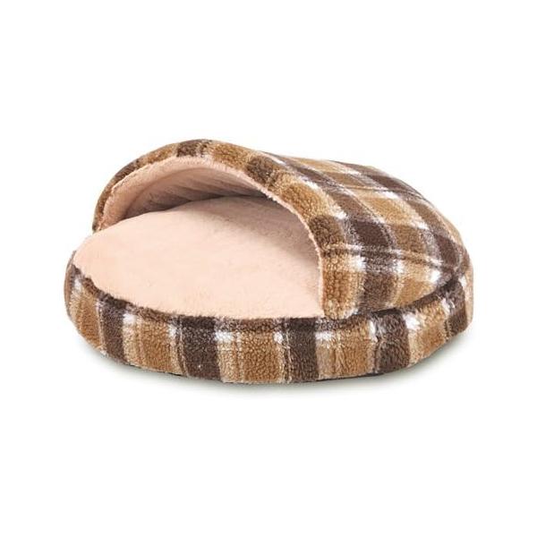 ボンビアルコン チェックボアクッション ネブクロ（寝袋）ブラウン　写真が下手でごめんなさい。商品は日本の一流ペット用品ブランドの製品です。・高級感と温かみをもたらす素材です。・型崩れし難いしっかり設計外側は弾力のある設計でワンちゃんがゆった...