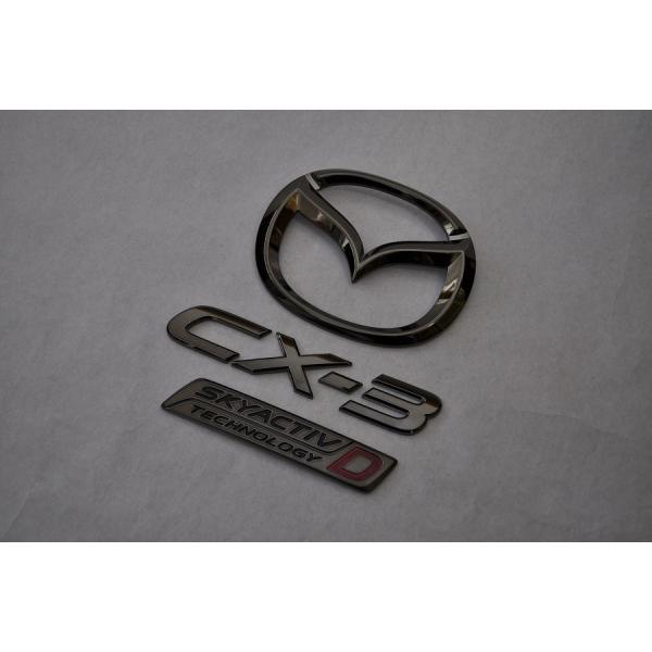 カラー エンブレム 送料無料 CX−3 ブラック リア3点 カーパーツ