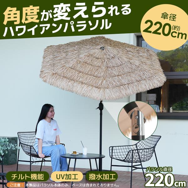 パラソル 直径220cm UPF30+ 紫外線対策 角度調整 ガーデンパラソル 風