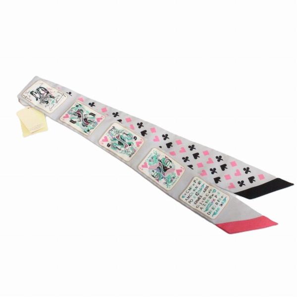 【美品】エルメス ツイリー Jeu de Cartesジュ・ドゥ・カルト ピンク 美品】エルメス ツイリー Jeu de Cartesジュ・ドゥ・カルト ピンク
