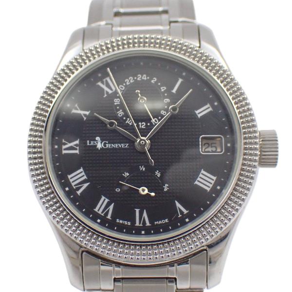 レ・ジェネヴェ LES GENEVEZ GMT パワーリザーブ 自動巻き メンズ