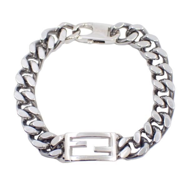 FENDI バゲット メタルブレスレット シルバーバングル Sサイズ FENDI（フェンディ） バゲット FFロゴ 喜平チェーン ブレスレット