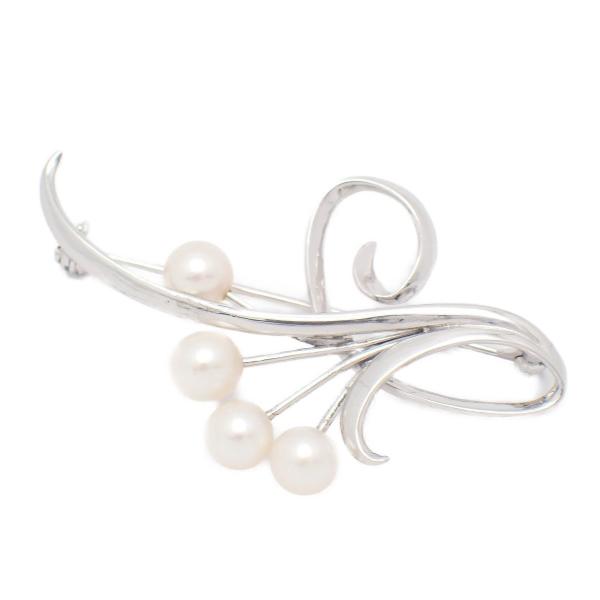 MIKIMOTO（ミキモト） フラワーモチーフ ブローチ シルバー/パール4粒