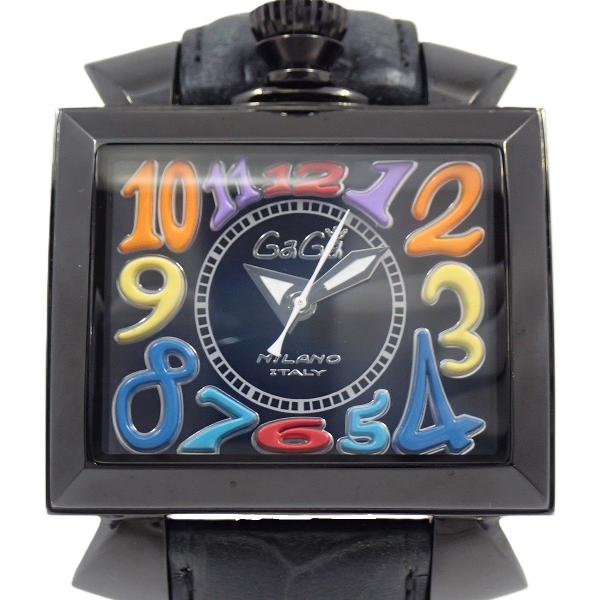 ガガミラノ自動巻き時計 黒レザー GaGa MILANO ガガミラノ ナポレオーネ 自動巻き メンズ 腕時計