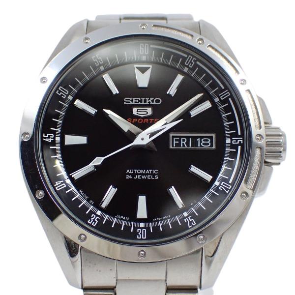 SEIKO 5 自動巻き 時計 黒文字盤 ステンレスバンド 限定 セット セイコー メカニカル 腕時計 SEIKO 時計 メンズ