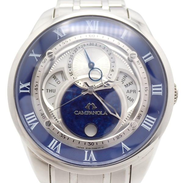 シチズン CITIZEN 腕時計 カンパノラ 紺瑠璃 (こんるり) BU0020-54A/8730-T019056 エコドライブ トリプルカレンダー ムーンフェイズ ブルー/シルバー文字盤 SS ソーラー 【中古】 CITIZEN（シチズン） カンパノラ 紺瑠璃-こんるり- エコドライブ