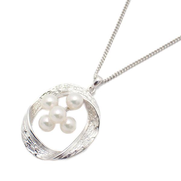 美品✨️現行 ミキモト パールネックレス 真珠 サークル シルバー MIKIMOTO（ミキモト） サークル ネックレス シルバー/パール5粒【い