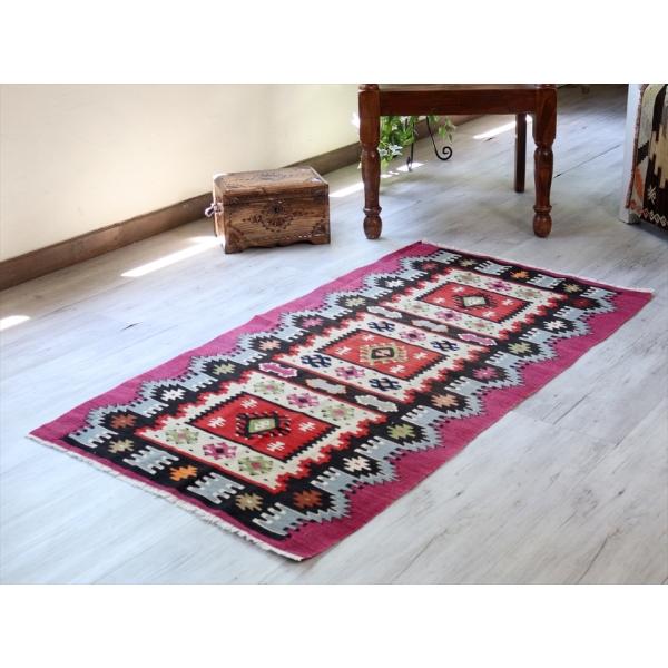 オールドキリム シャルキョイ ランナー 135x69cm ローズピンク ダーク