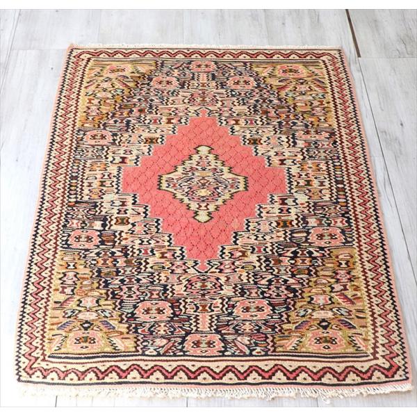オールドキリム セネ/ヤストゥク 99x74cm ピンクのメダリオン