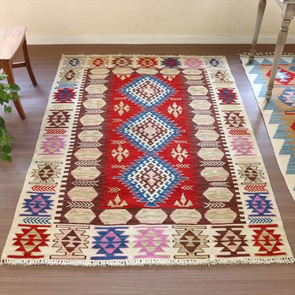 カイセリキリム トルコの手織りラグ 182x133cm 3つのドラゴンと麦の穂