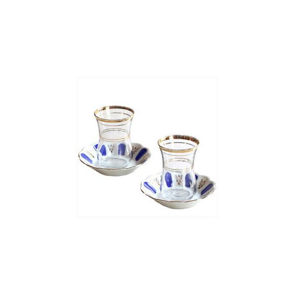 チャイグラス（チャイバルダック）２客セット/Cay Baldagトルコお土産 B:トラッドブルー