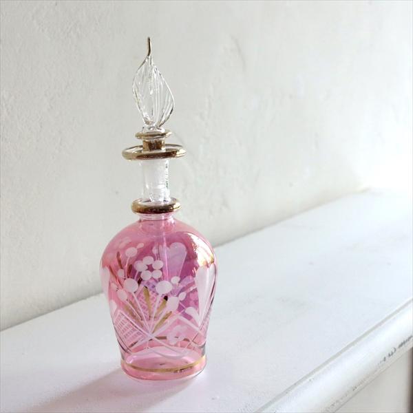 エジプトガラス香水瓶　Egyptian Perfume Bottle　パープル　15cm