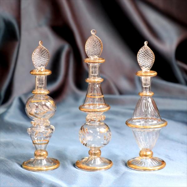 エジプト香水瓶 3本セット ガラスボトル クリア : インプレッション