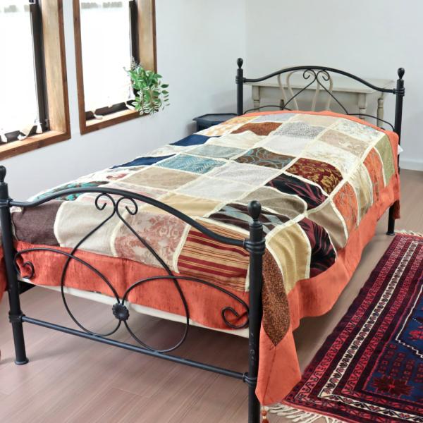 ベッドカバー ベッドスプレッド シングルサイズ パッチワーク