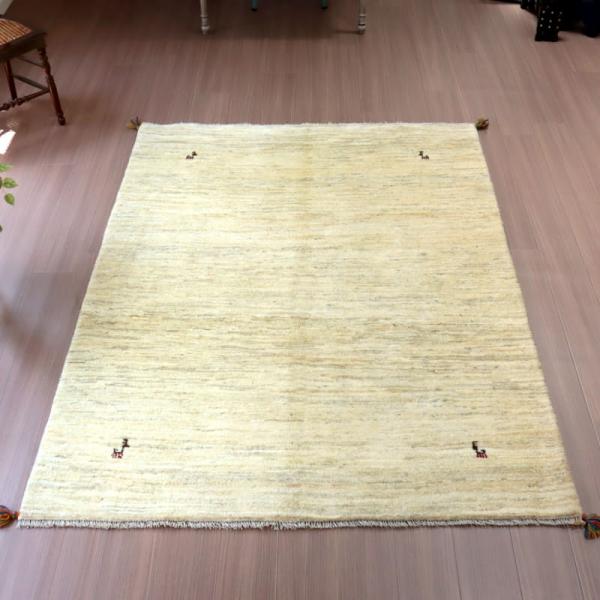 ギャッベ Gabbeh イラン産 手織りラグ 200x150cm ナチュラルアイボリー