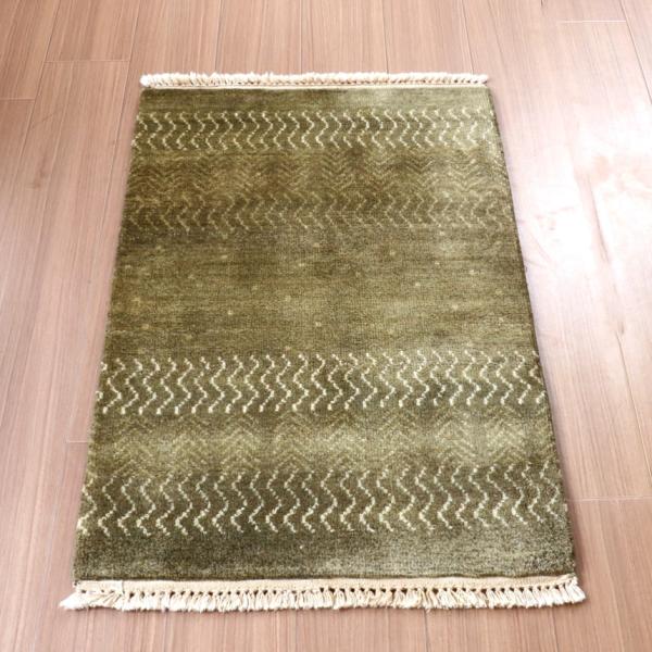 ギャッベ イラン 手織り 92x61cm 玄関マットサイズ : インプレッション