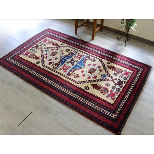 トルコ手織り絨毯 セミオールドカーペット ヤージベディル ピンクamp 赤紫 1x118cm六角形のメダリオン 再再販