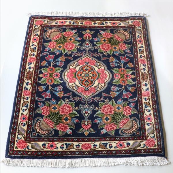 バーゲンセール トライバルラグ 部族絨毯 ビジャール 花のメダリオン 玄関マットサイズ63x51cm