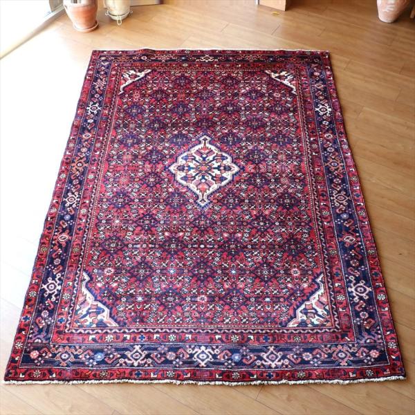 部族絨毯 トライバルラグ 223x155cm ハマダン イラン西部 レッド